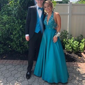 Sherri Hill Teal Prom Dress